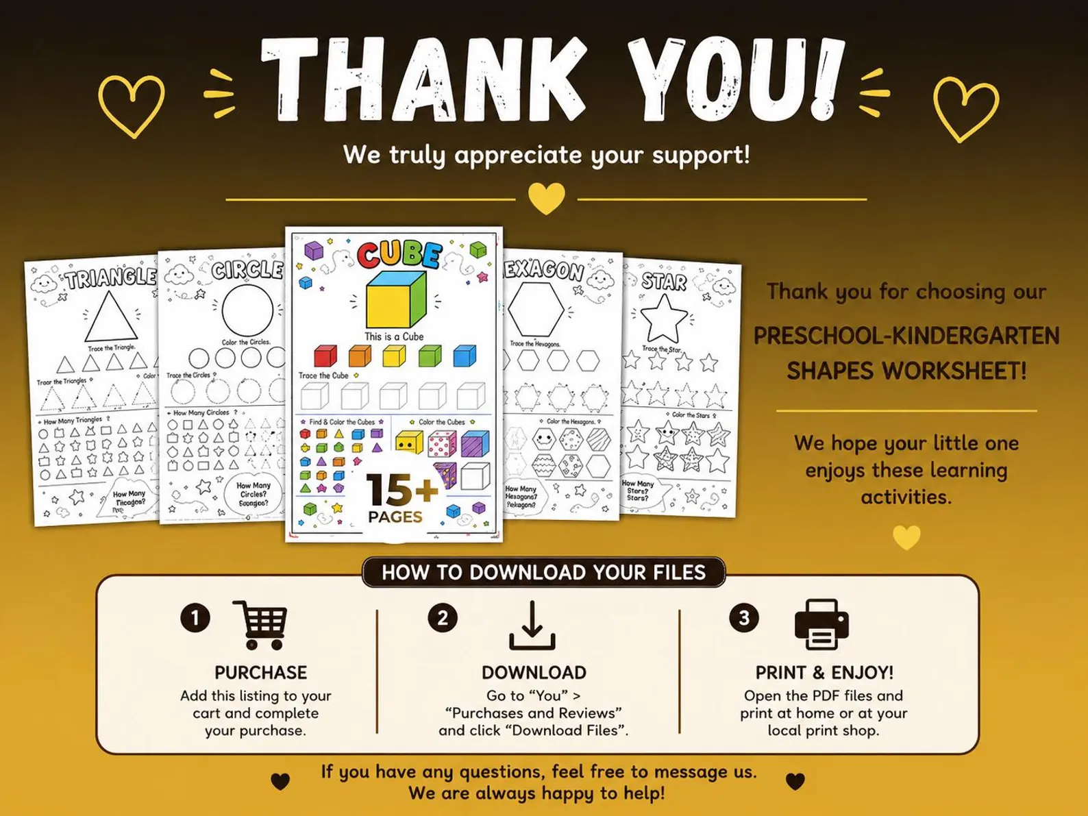 CuteLearner printable Preschool Shapes Worksheets For Kids, Shape Recognition Activities, Kindergarten Math Worksheets, Fine Motor Skills — Tracing Worksheets, — preview 9
